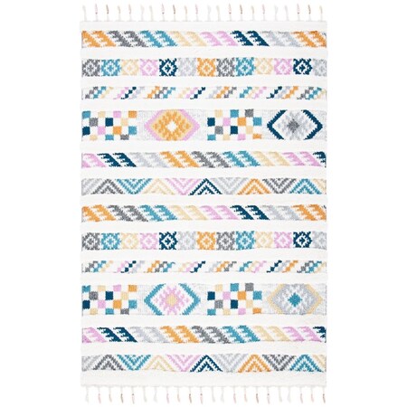 Flowers First 8 x 10 ft. Moroccan Fringe Shag Bohemian & Global Rectangle Rug; Ivory & Blue FL1887915